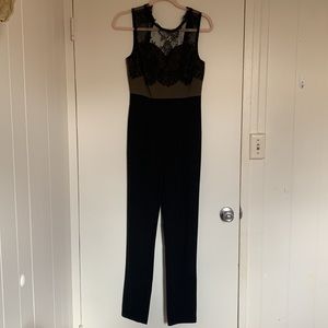 Rose lace trim jumpsuit